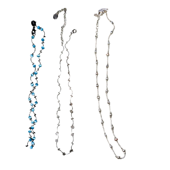 Claire's Jewelry - Lot of 3 Necklaces,  Costume Jewelry,  Fashion Jewelry, 2 Silver, 1 Blue/Black